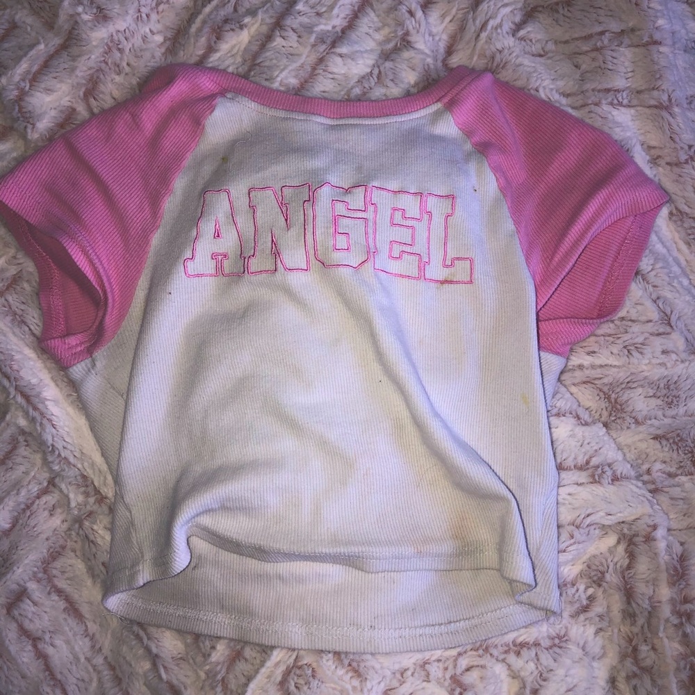 Angel aesthetic white and pink crop top